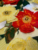 Renda Bordada Floral 3D
