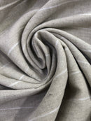 Linho Misto Estampado Listrado Bege com Branco