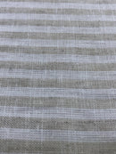 Linho Misto Estampado Listrado Cru com Branco