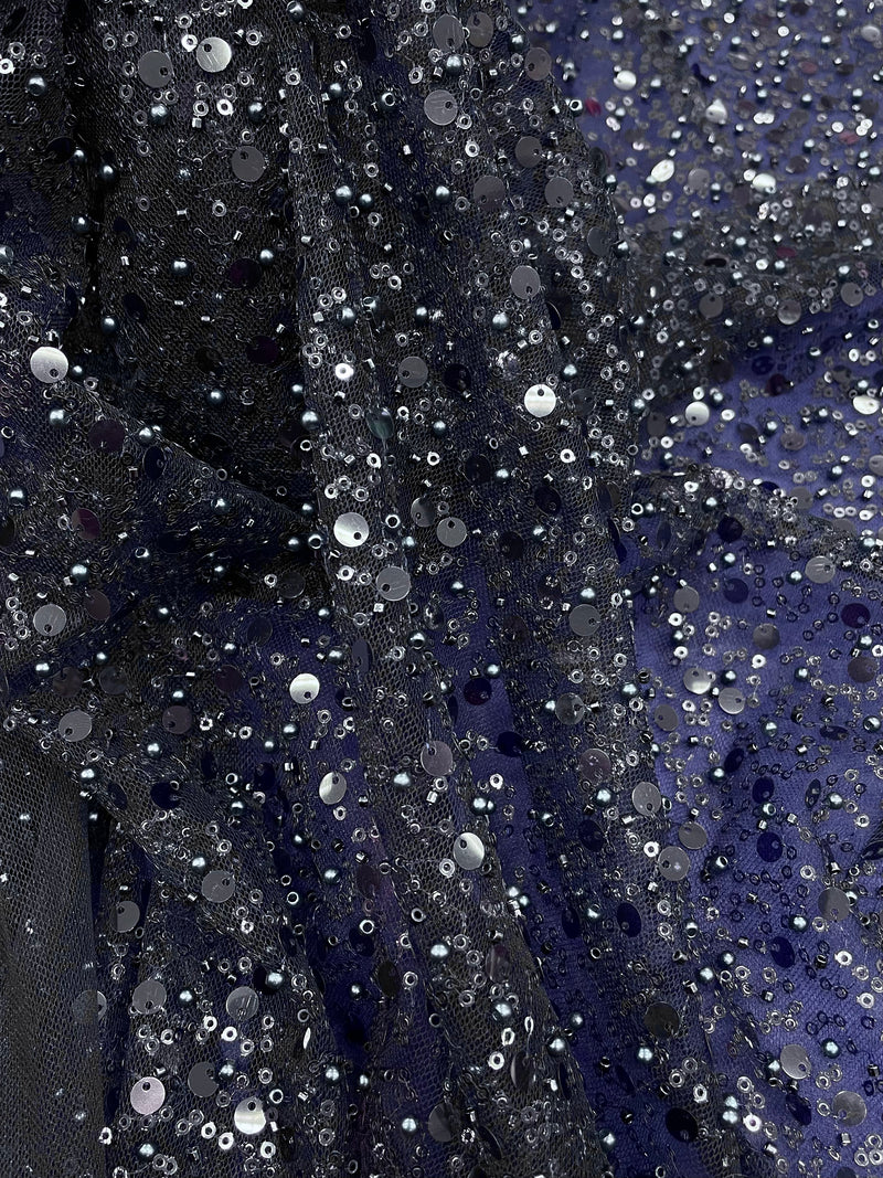 Tule Bordado Glamour Azul (1,90m)
