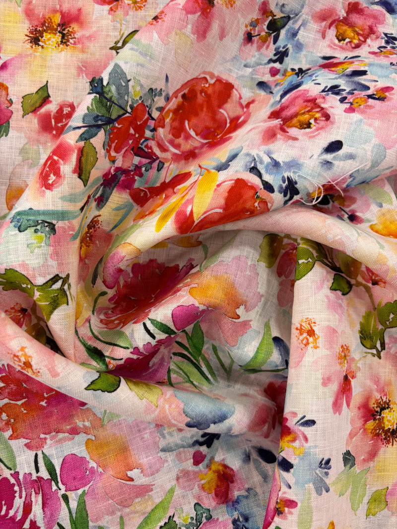 Linho Puro Estampado Flor