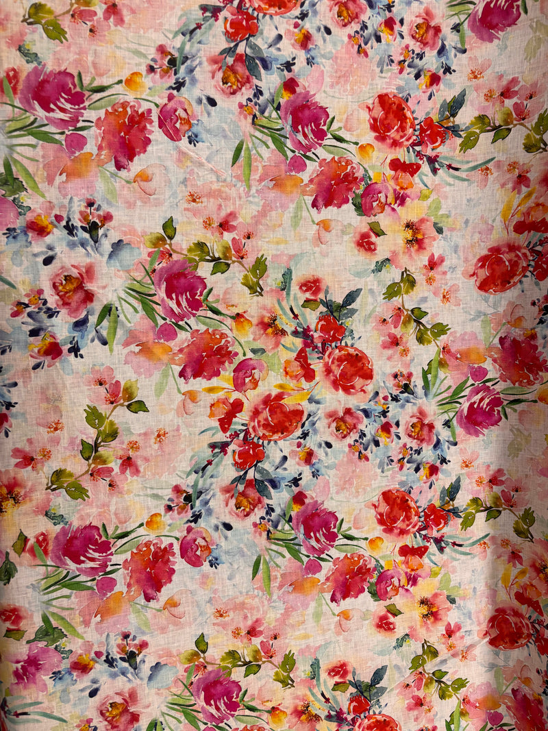 Linho Puro Estampado Flor