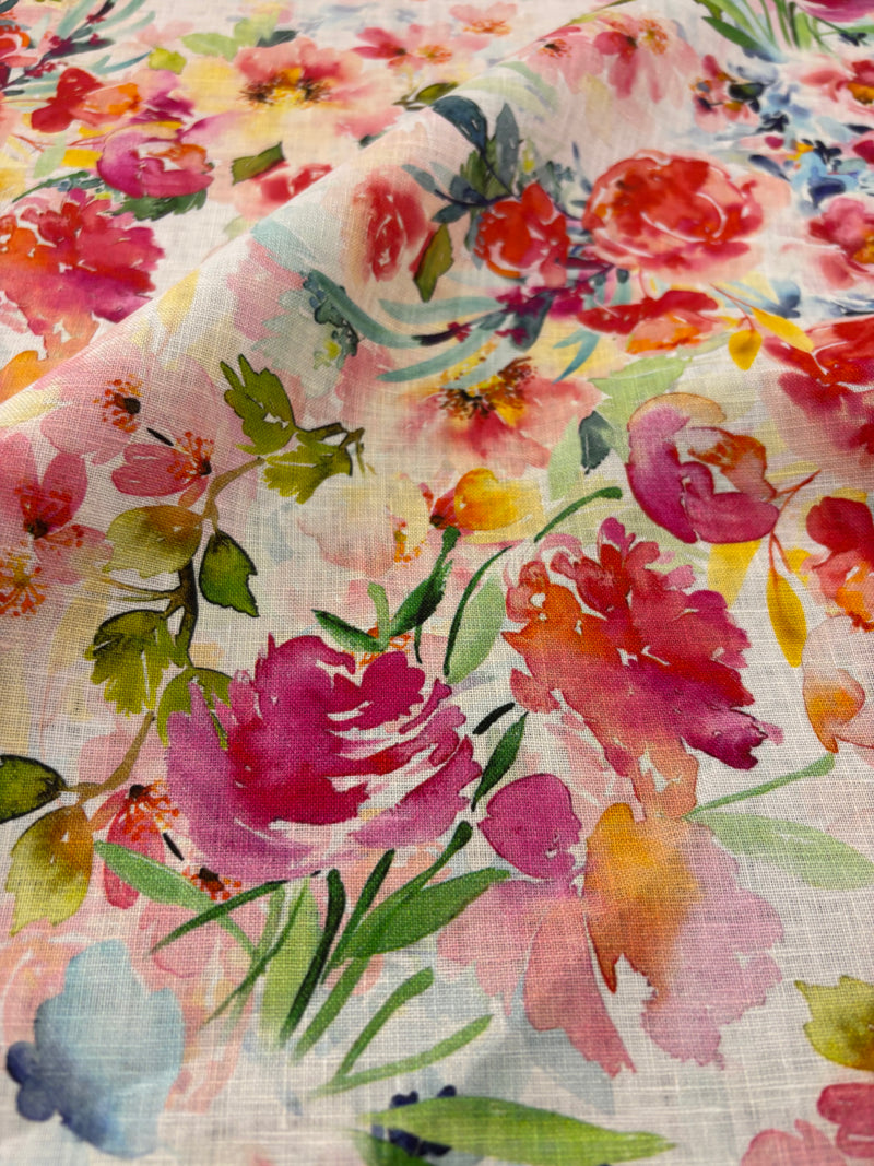 Linho Puro Estampado Flor