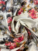 Cetim de Seda Flores