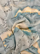 Georgete Estampado Seda Pura - Mapa