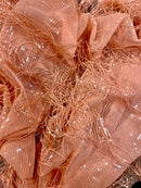 Tule Franjas Rosa