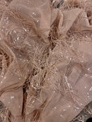 Tule Franjas Rosa