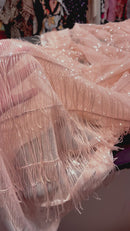 Tule Franjas Rosa